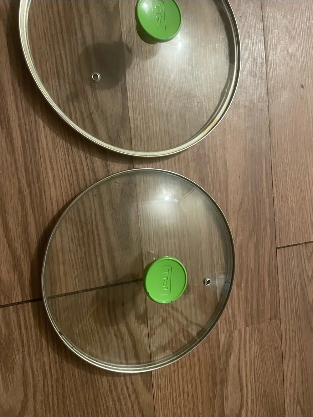 T-fal Glass Pan Lids with Lime Green Silicone Knobs - Set of 2